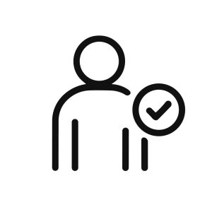 Simple Outline Person Account with Checkmark Sign User Interface Icon