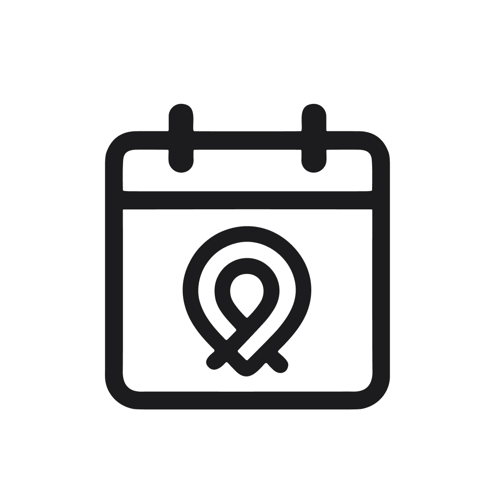 Simple Line Calendar with Location Marker Shape for Appointment Icon