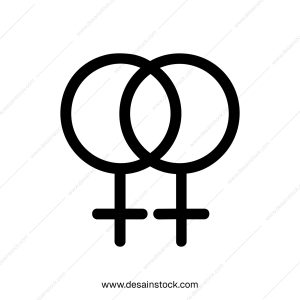 Simple Outline Interlocking Female Gender Symbol Equality Icon Graphic