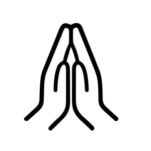 Simple Outline Open Prayer Hand Gesture Religious Line Art Icon