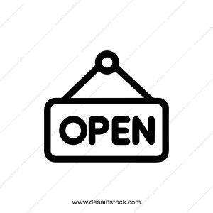 Line Art Simple Open Sign Business Shop Store Outline Icon
