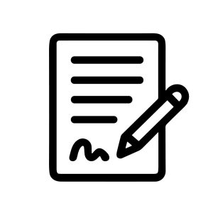 Simple Outline Document with Pen Hand Drawn Contract Icon Design Element