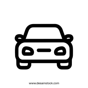 Simple Line Drawing Car Front View Transportation Icon Design
