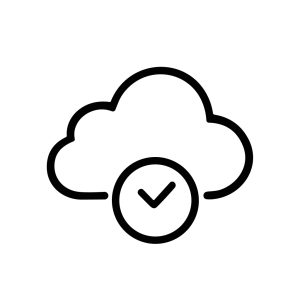 Simple Line Art Cloud Checkmark Sign Symbol Minimalist Icon Design
