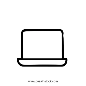 Minimalist Outline Laptop Computer Device Technology Display Electronic Gadget Icon