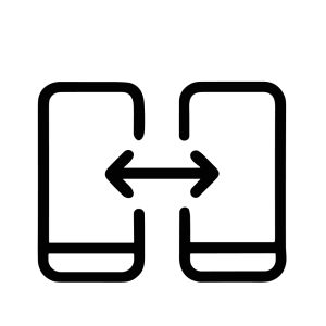 Minimalist Outline Two Smartphone Data Transfer Synchronization Communication Icon