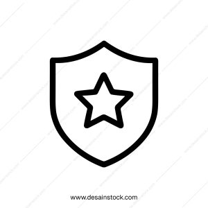 Minimalist Outline Shield with Star Symbol Sign Element Icon Graphic