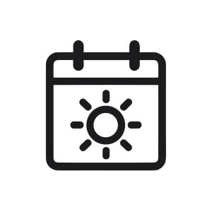 Minimalist Outline Calendar with Sun Icon Representing Summer Holiday Date