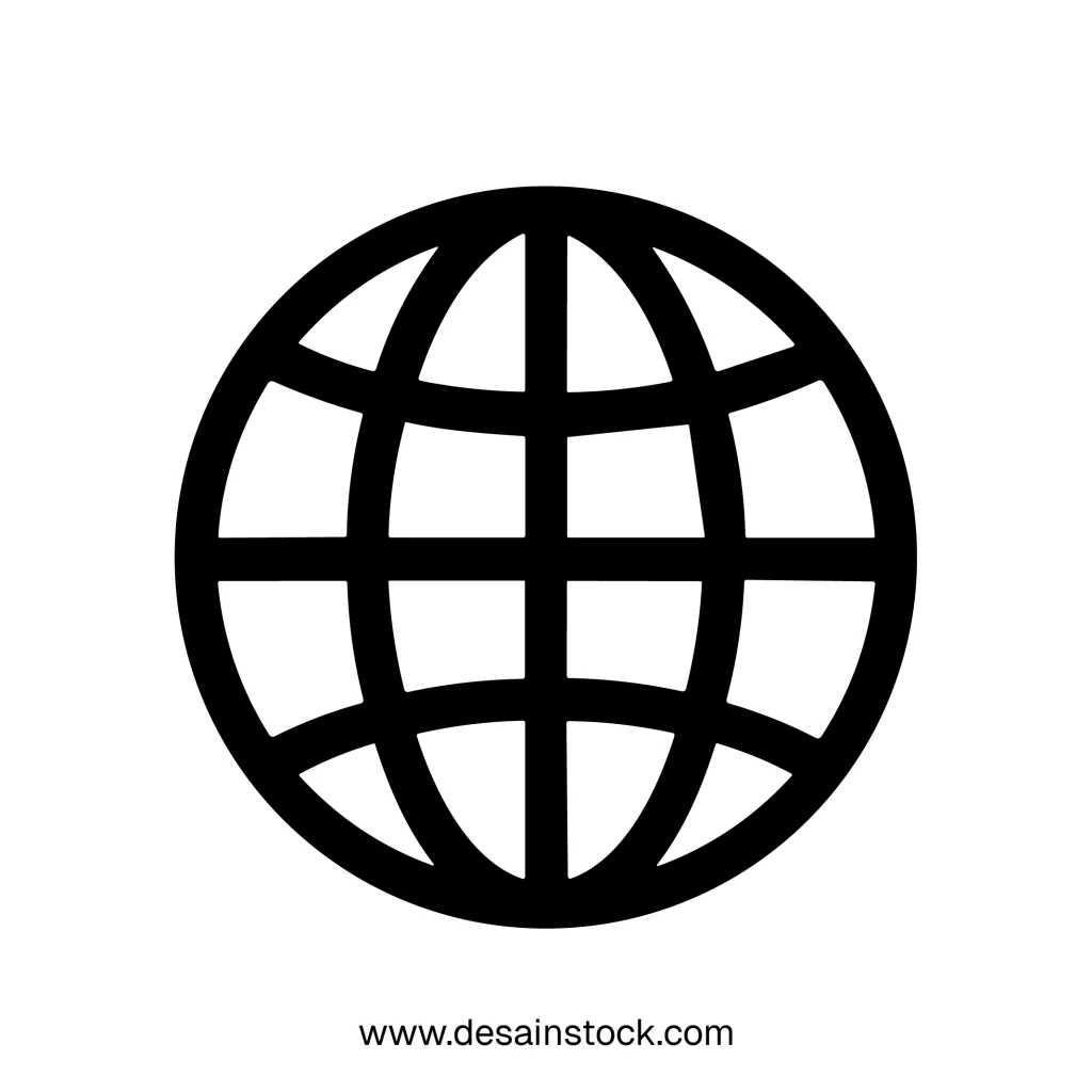 Simple Outline World Globe Grid Continent Geography Sphere Icon Symbol