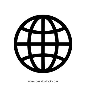 Simple Outline World Globe Grid Continent Geography Sphere Icon Symbol
