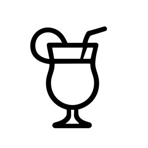 Simple Line Cocktail Drink with Lemon Slice and Straw Icon Design