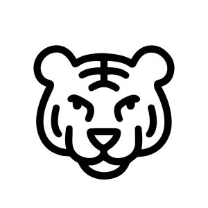 Simple Outline Tiger Head Face Icon Symbol Isolated Illustration Graphic