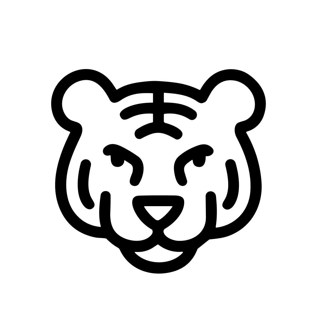 Simple Outline Tiger Head Face Icon Symbol Isolated Illustration Graphic