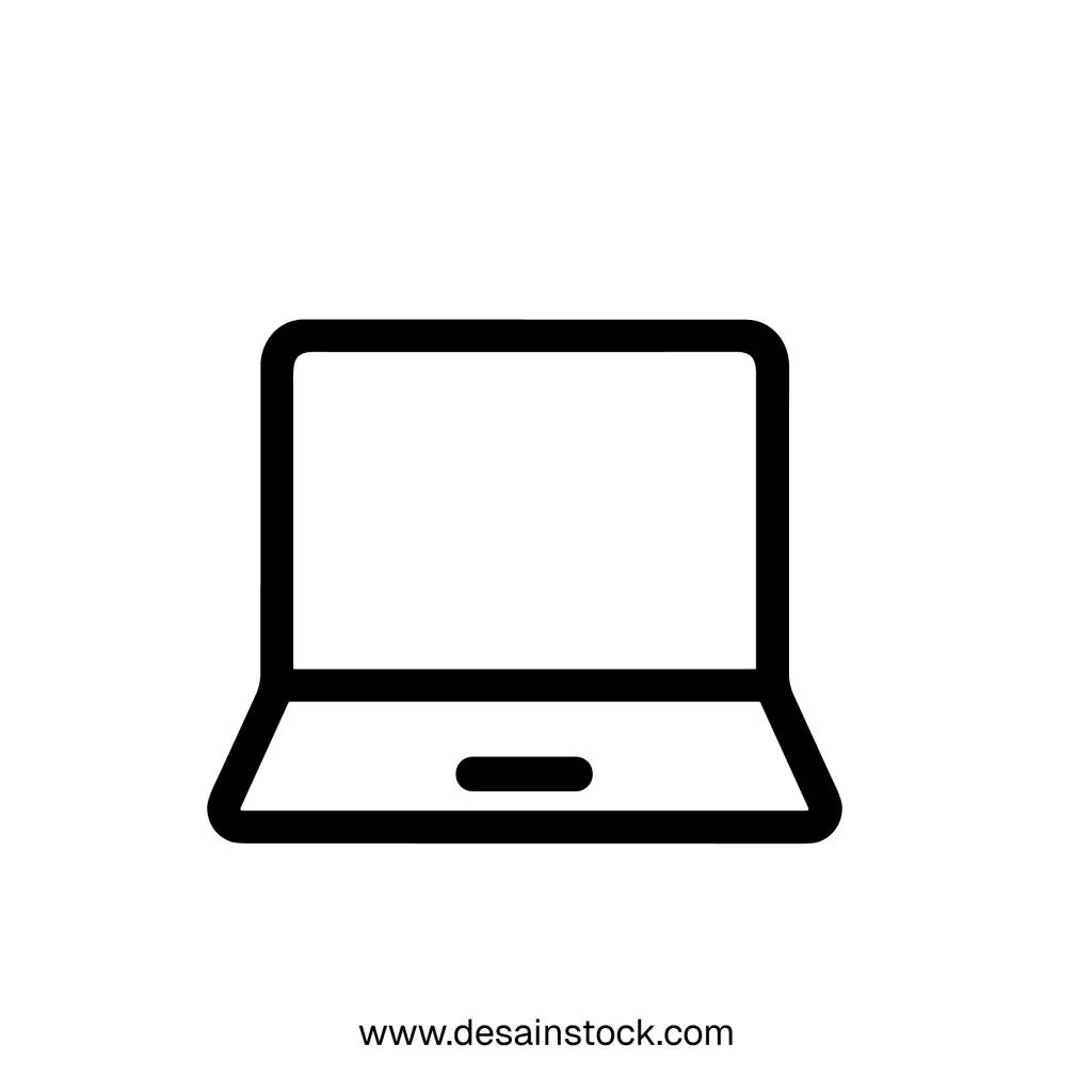 Minimalist Outline Laptop Device Thin Line Icon for Technology