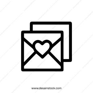 Outline Minimalist Envelope with Heart Icon Valentine's Day Greeting Card