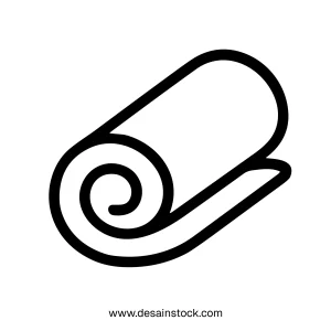 Simple Outline Rolled Up Towel Line Art Bathroom Accessories Icon