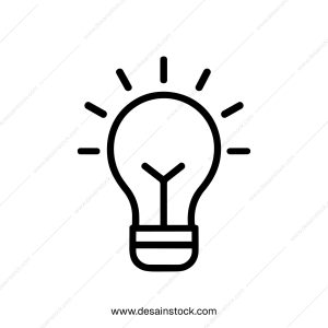Simple Line Art Glowing Lightbulb Idea Symbol Sign Icon