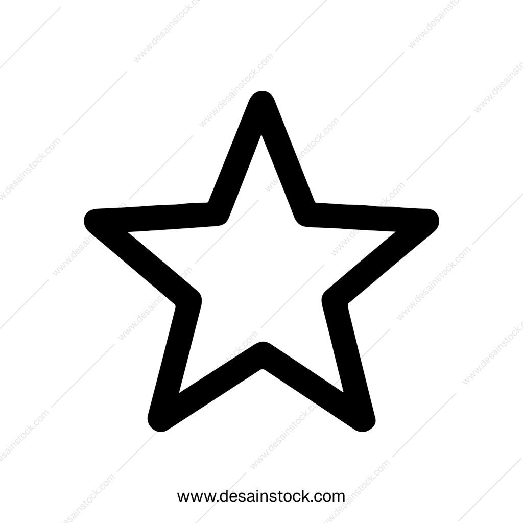 Simple Outline Star Shape Handdrawn Icon Element Illustration