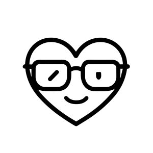 Outline Style Heart Wearing Eyeglasses with Smiling Face Icon
