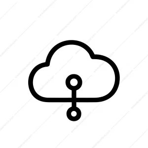 Simple Outline Cloud Network Connection Technology Thin Line Icon Symbol
