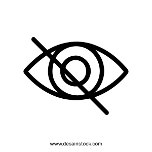 Outline Simple Line Eye Crossed Out Privacy Symbol Icon Graphic
