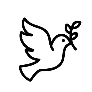 Simple Outline Dove Holding Olive Branch Line Art Symbol Icon
