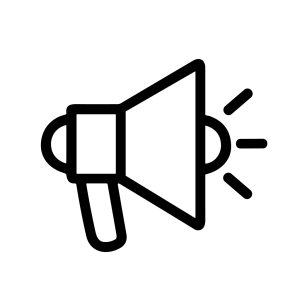 Minimalist Outline Loudspeaker Notification Icon Shape for Marketing and Announcement