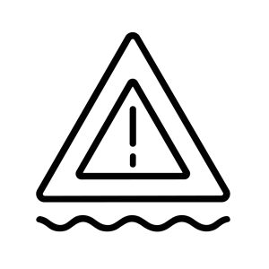 Simple Outline Triangle Exclamation Flood Sign Warning Hazard Icon