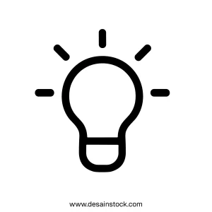 Minimalist Outline Lightbulb Idea Illustration Icon, Creativity and Solution Symbol