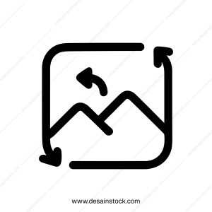 Simple Line Art Image Rotation Refresh Icon with Mountain Landscape