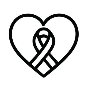 Simple Outline Heart Shaped Breast Cancer Awareness Ribbon Symbol