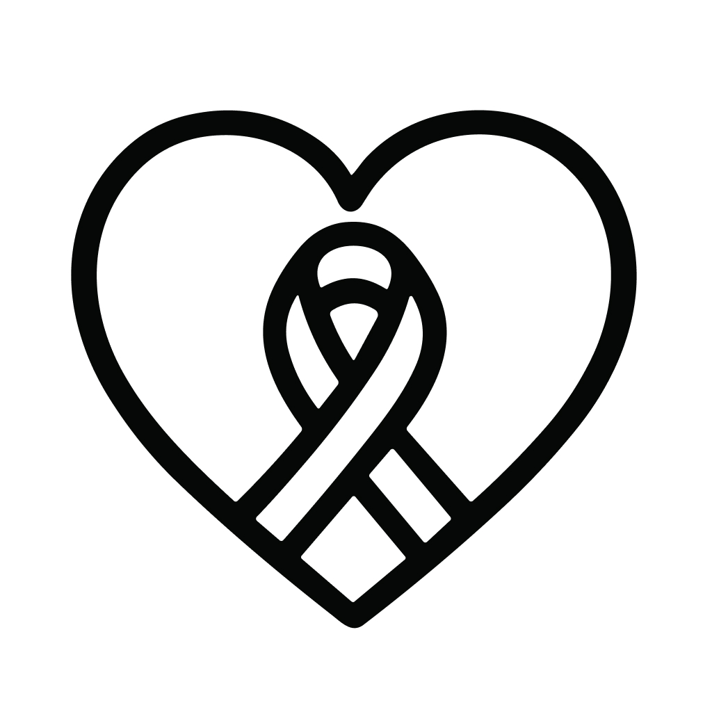 Simple Outline Heart Shaped Breast Cancer Awareness Ribbon Symbol