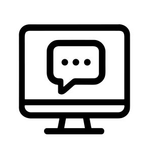 Simple Line Art Computer Screen with Chat Bubble Message Icon
