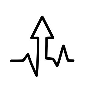 Minimalist Line Arrow Up with Pulse Signal Graphic Icon Symbol
