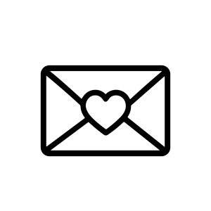 Simple Outline Heart on Envelope Love Message Icon Illustration