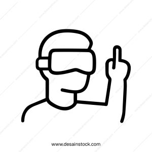 Outline Line Drawing Middle Finger VR Gaming Metaverse Avatar Illustration