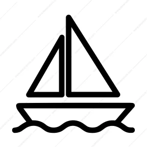 Minimalist Outline Sailboat on Water Transportation Line Art Icon