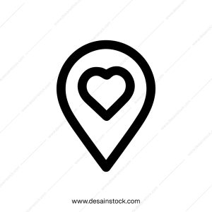 Minimalist Outline Heart Location Pin Symbol Shape Icon Graphic