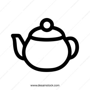 Simple Line Art Teapot Outline Illustration for Drink and Beverages Category
