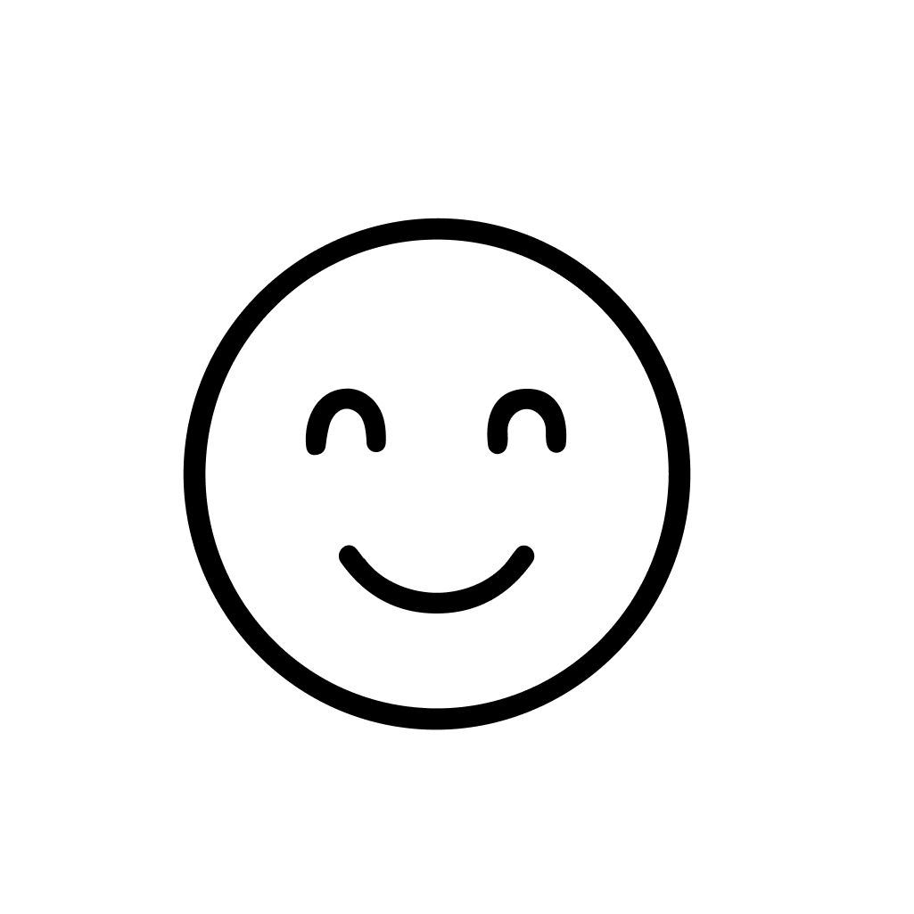 Minimalist Line Drawing Smiling Face Icon with Closed Eyes Expression