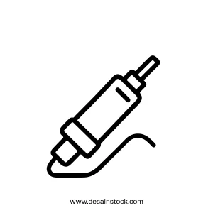 Outline Handdrawn Audio Cable Connector Line Shape Icon for Sound System