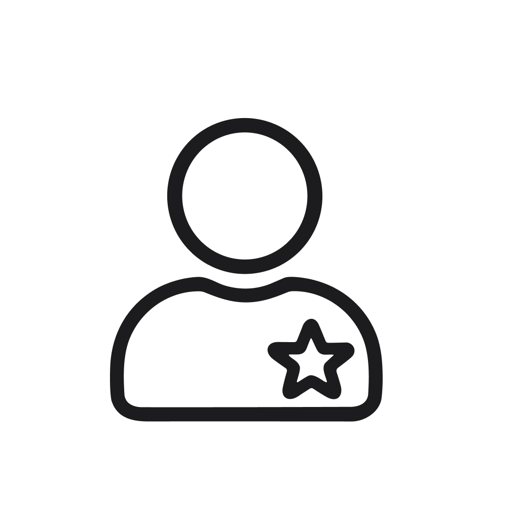 Minimalist Lineart User Profile Star Badge Interface Element Icon