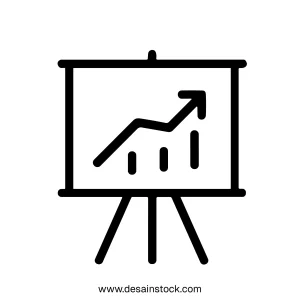 Minimalist Outline Growth Chart Presentation on Easel Line Icon Graphic