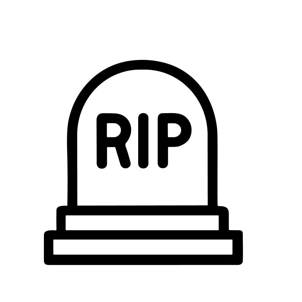 Simple Outline Tombstone RIP Gravestone Death Memorial Remembrance Icon Symbol