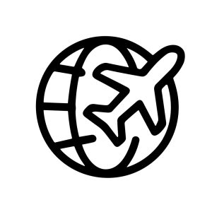 Simple Handdrawn Airplane Flying Around Earth Globe Travel Icon
