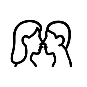 Minimalist Line Art Kissing Couple Romantic Relationship Silhouette Icon