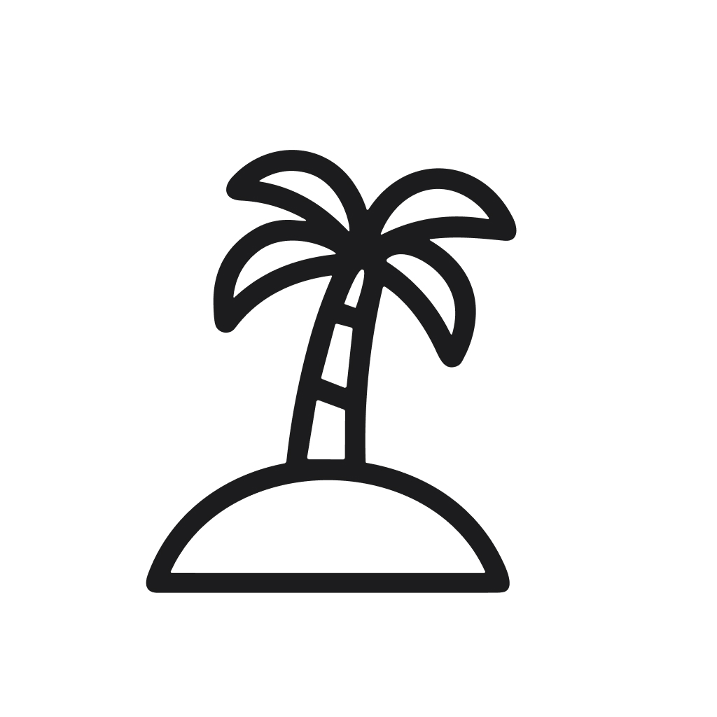 Minimalist Outline Palm Tree Tropical Island Vacation Holiday Icon