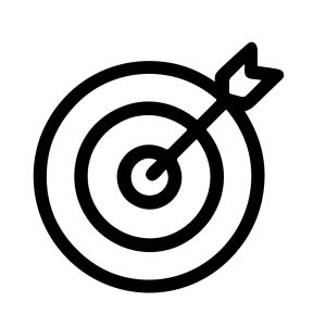 Simple Line Arrow Through Center Target Goal Achievement Icon