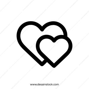 Simple Outline Two Hearts Overlapping Shape Love Romance Symbol Icon