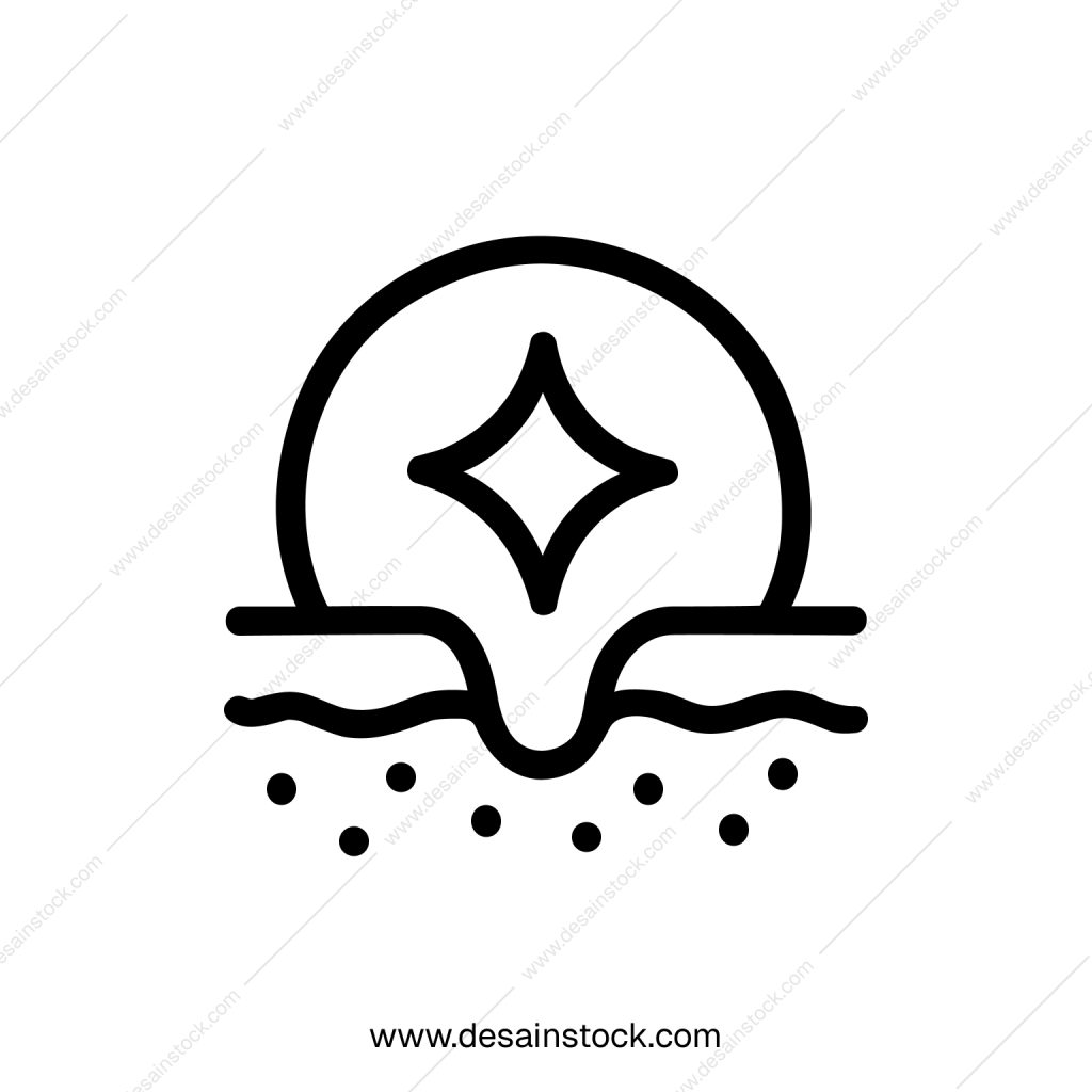 Simple Line Style Skin Treatment With Diamond and Serum Application Icon